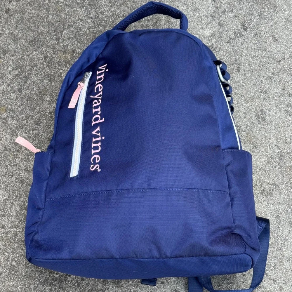 Vineyard Vines Target Navy Blue Pink Backpack School Travel Bag Padded Straps